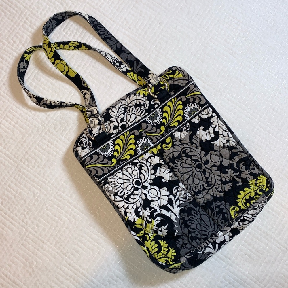 Vera Bradley Baroque Medium Cotton Tote, Yellow Gray & Black, Retired Design